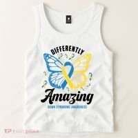 Differently Amazing Down Syndrome Awareness Butterfly Ribbon Tank Top thumb 2