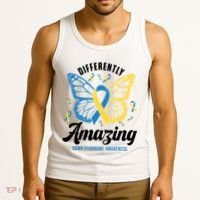 Differently Amazing Down Syndrome Awareness Butterfly Ribbon Tank Top thumb 3