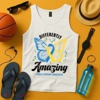 Differently Amazing Down Syndrome Awareness Butterfly Ribbon Tank Top thumb 4