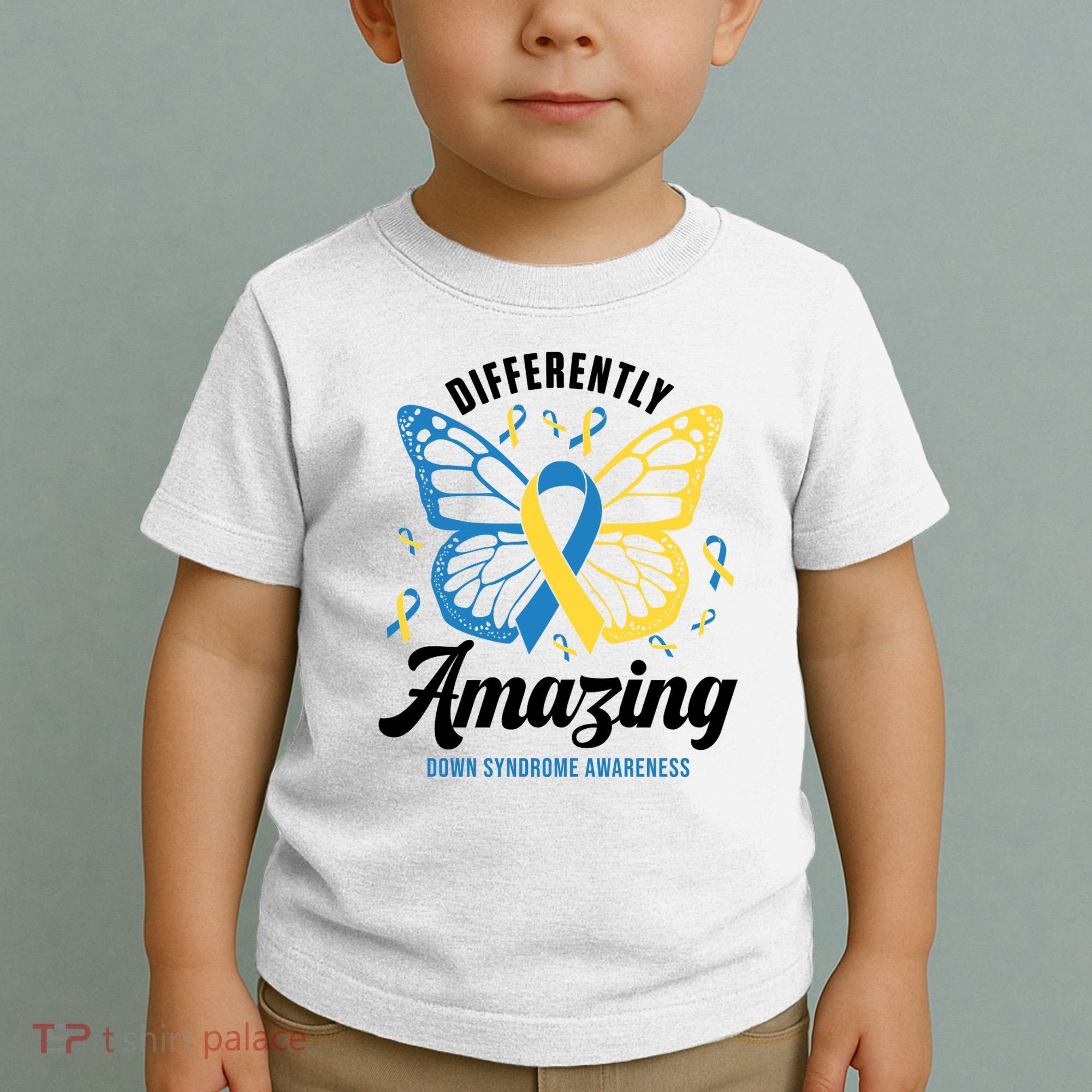 Differently Amazing Down Syndrome Awareness Butterfly Ribbon Toddler T-Shirt