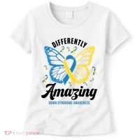 Differently Amazing Down Syndrome Awareness Butterfly Ribbon Women's T-Shirt thumb 0