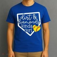 Dirt And Diamonds Kinda Girl Baseball Softball Mom Meaningful Gift T-Shirt thumb 3