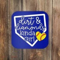 Dirt And Diamonds Kinda Girl Baseball Softball Mom Meaningful Gift Coaster thumb 0
