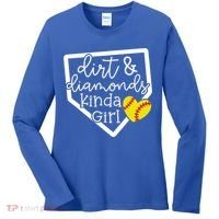 Dirt And Diamonds Kinda Girl Baseball Softball Mom Meaningful Gift Women's Long Sleeve Shirt thumb 0