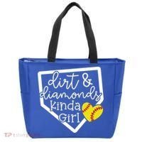 Dirt And Diamonds Kinda Girl Baseball Softball Mom Meaningful Gift Tote Bag thumb 0