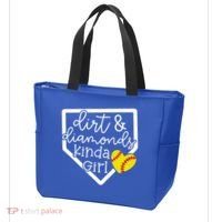 Dirt And Diamonds Kinda Girl Baseball Softball Mom Meaningful Gift Tote Bag thumb 3