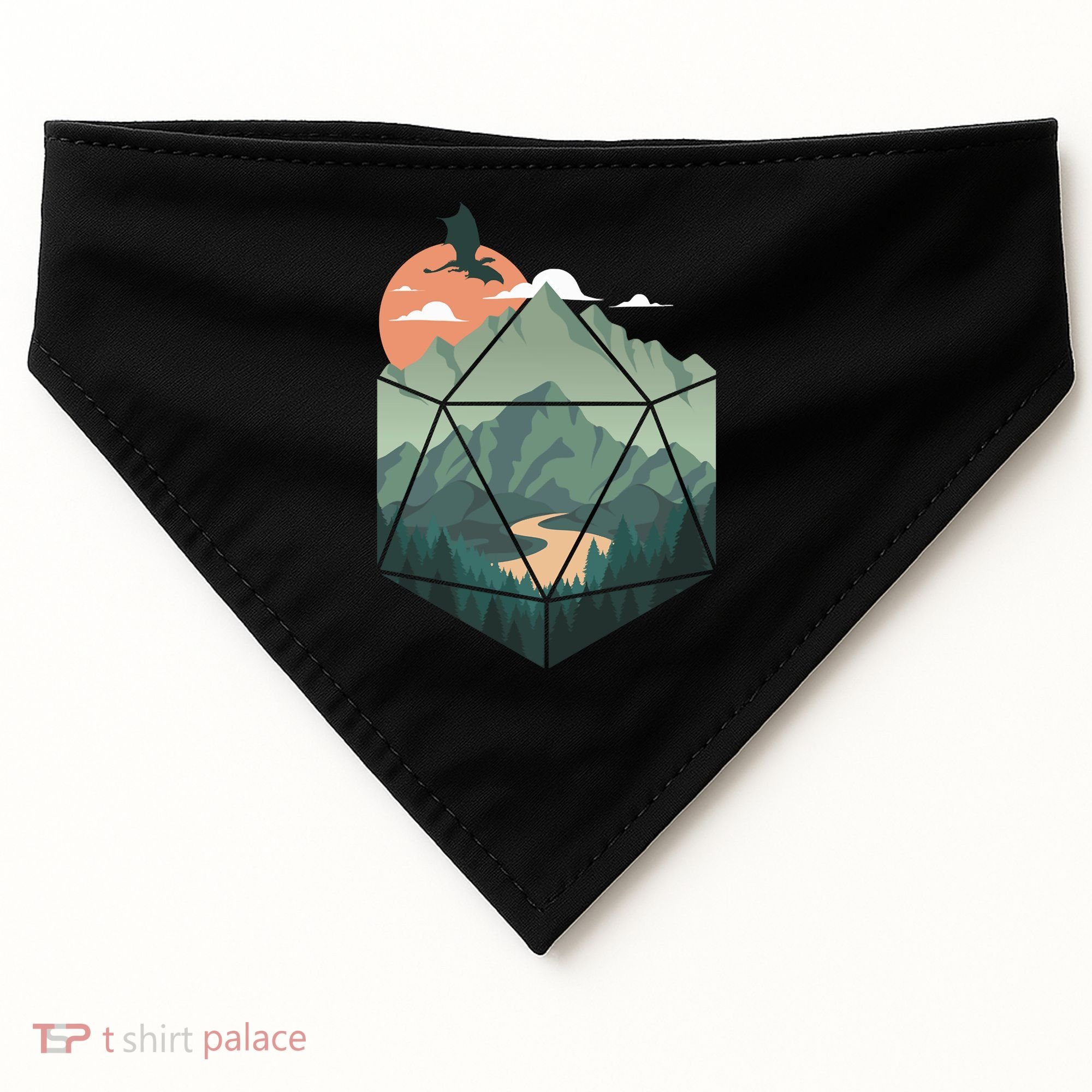 D20 Art Dungeons Lover Fantasy Gaming USA-Made Doggie Bandana