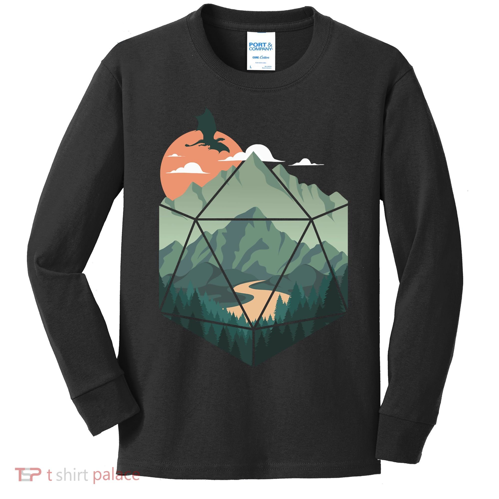 D20 Art Dungeons Lover Fantasy Gaming Kids Long Sleeve Shirt