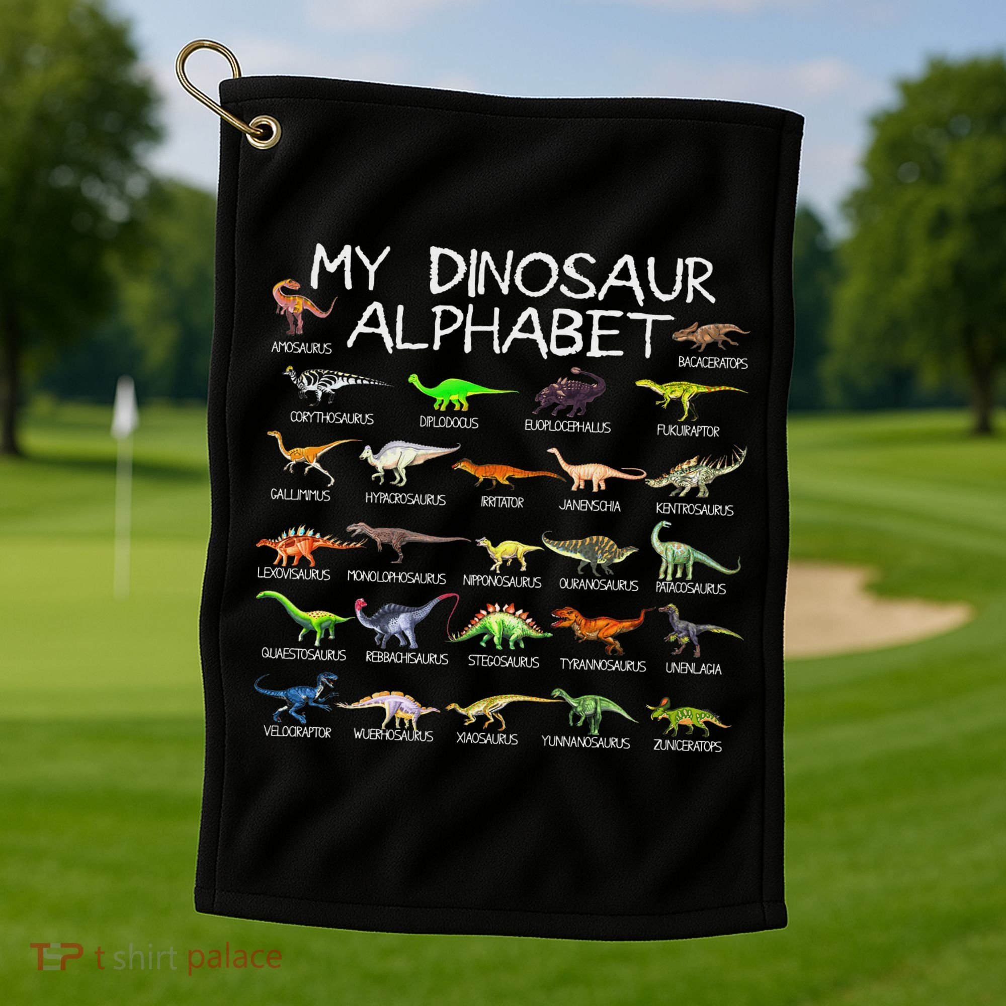 Dinosaur Alphabet Dino Abc For Women Dinosaur Golf Towel