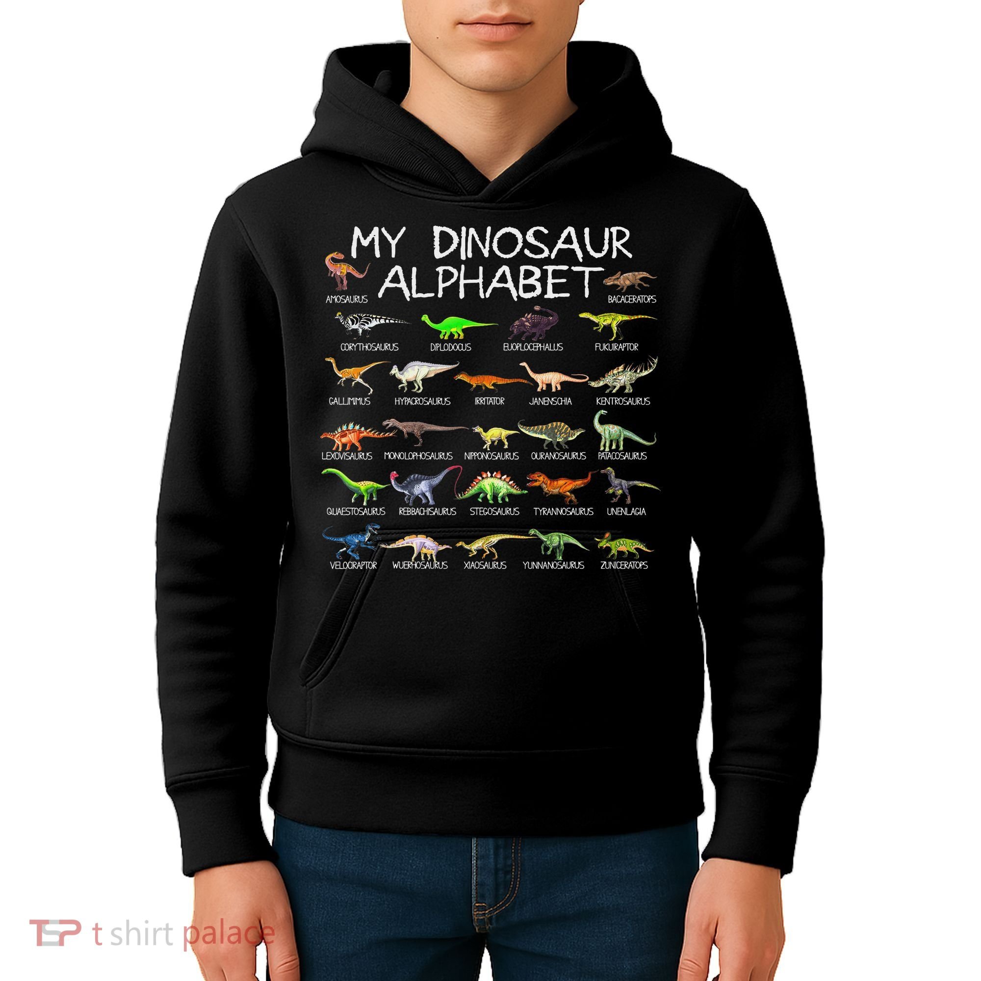 Dinosaur Alphabet Dino Abc For Women Dinosaur Kids Hoodie