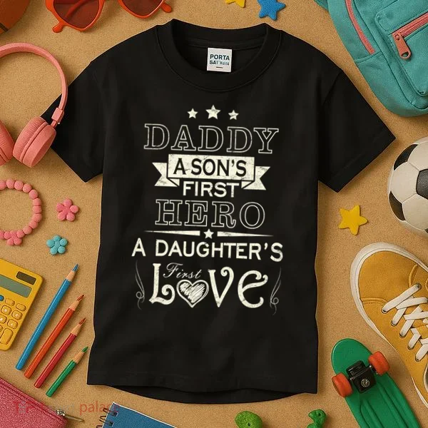 Daddy A Son's First Hero Daughters First Love Kids T-Shirt