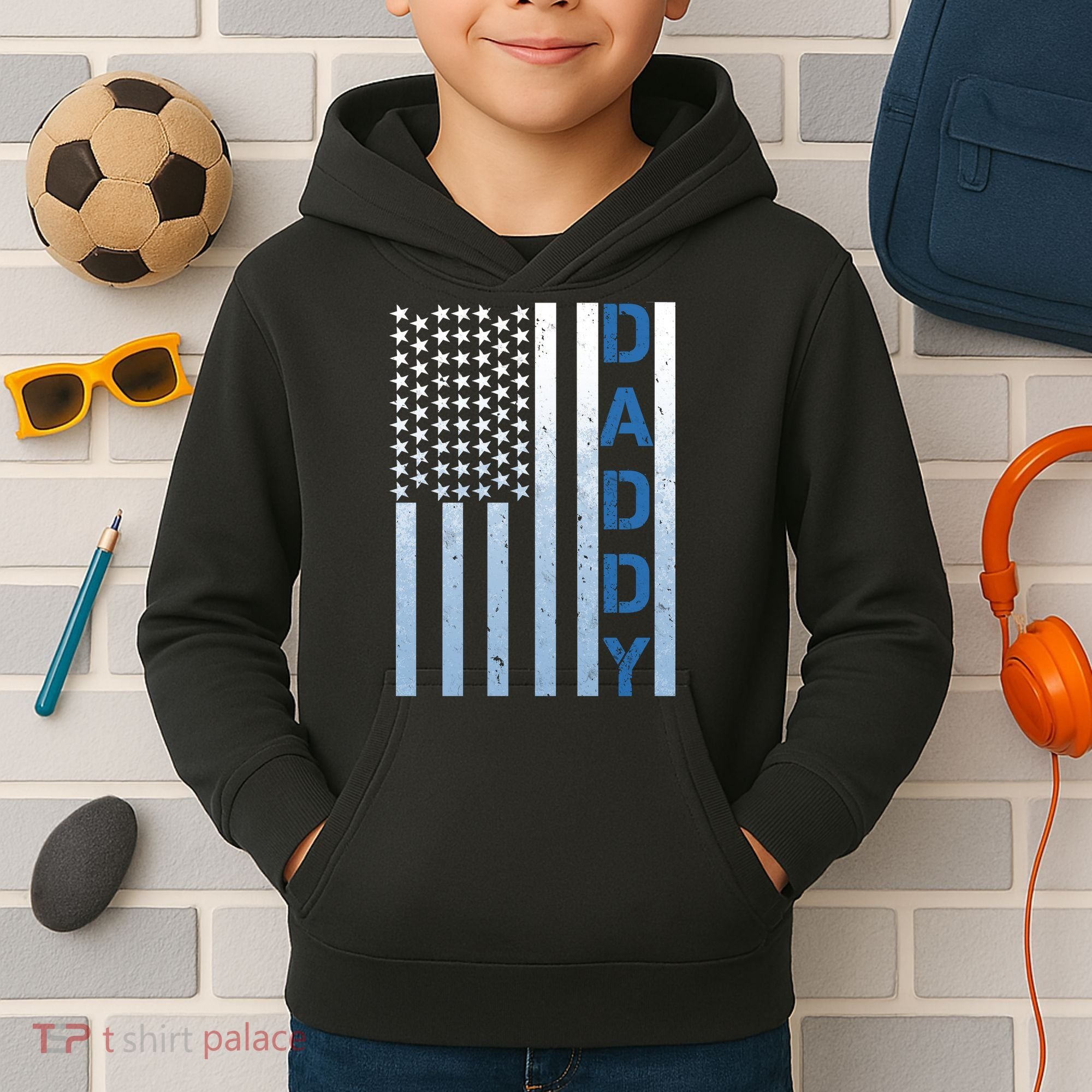 Daddy America Flag Kids Hoodie