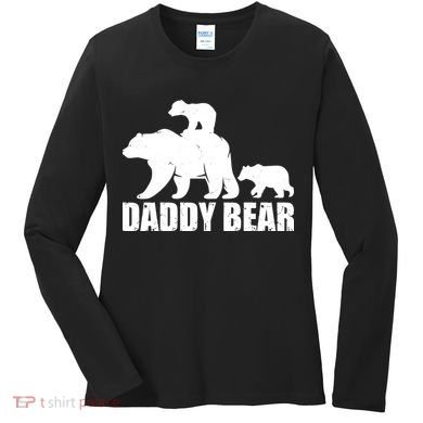 Daddy Bear With Twin Cubs Father's Day Women's Long Sleeve Shirt