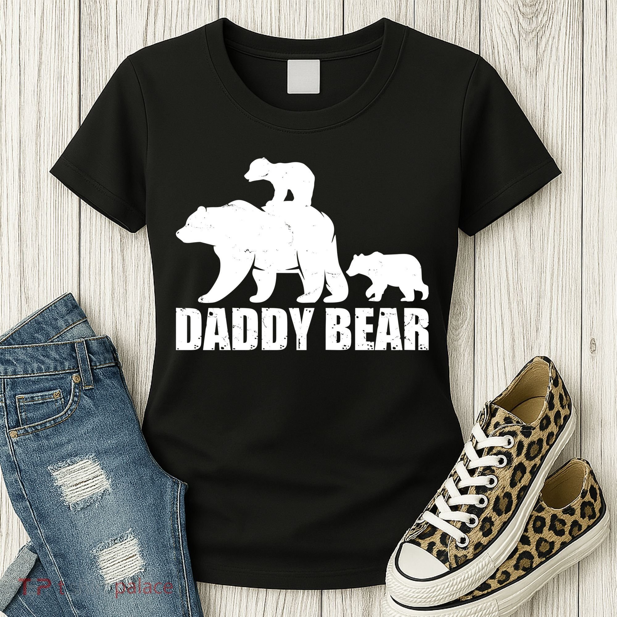 Daddy Bear With Twin Cubs Father's Day Women's T-Shirt