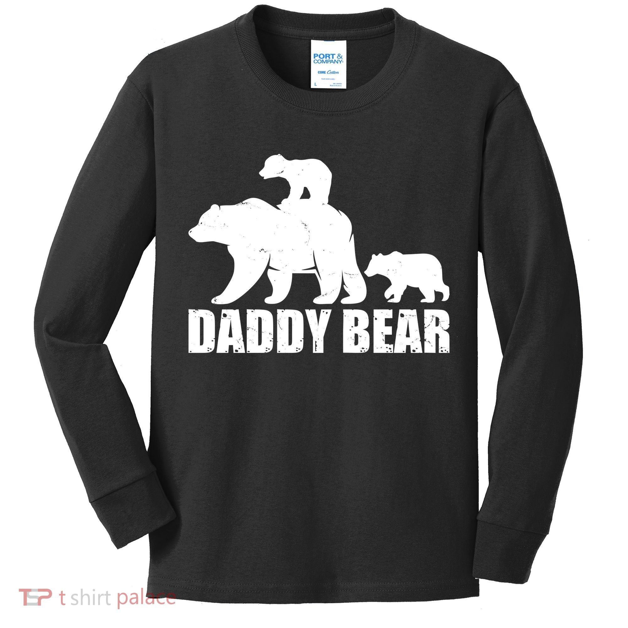 Daddy Bear With Twin Cubs Father's Day Kids Long Sleeve Shirt