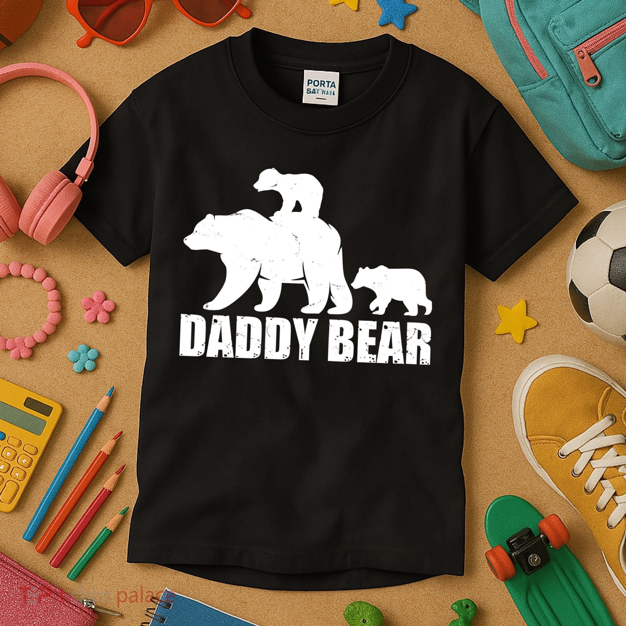 Daddy Bear With Twin Cubs Father's Day Kids T-Shirt