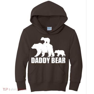 Daddy Bear With Twin Cubs Father's Day Kids Hoodie