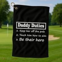Daddy Duties Be Their Hero Golf Towel thumb 1