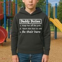 Daddy Duties Be Their Hero Kids Hoodie thumb 2