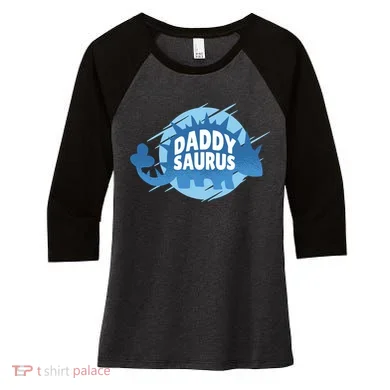 Daddy Saurus Women's Tri-Blend 3/4-Sleeve Raglan Shirt