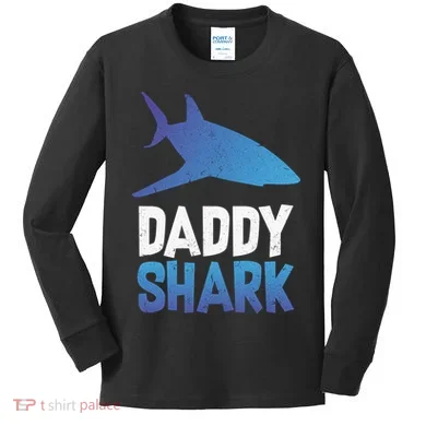 Daddy Shark Kids Long Sleeve Shirt