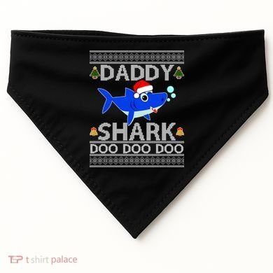 Daddy Shark Doo Doo Cute Ugly Christmas USA-Made Doggie Bandana