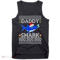 Daddy Shark Doo Doo Cute Ugly Christmas Tank Top thumb 0
