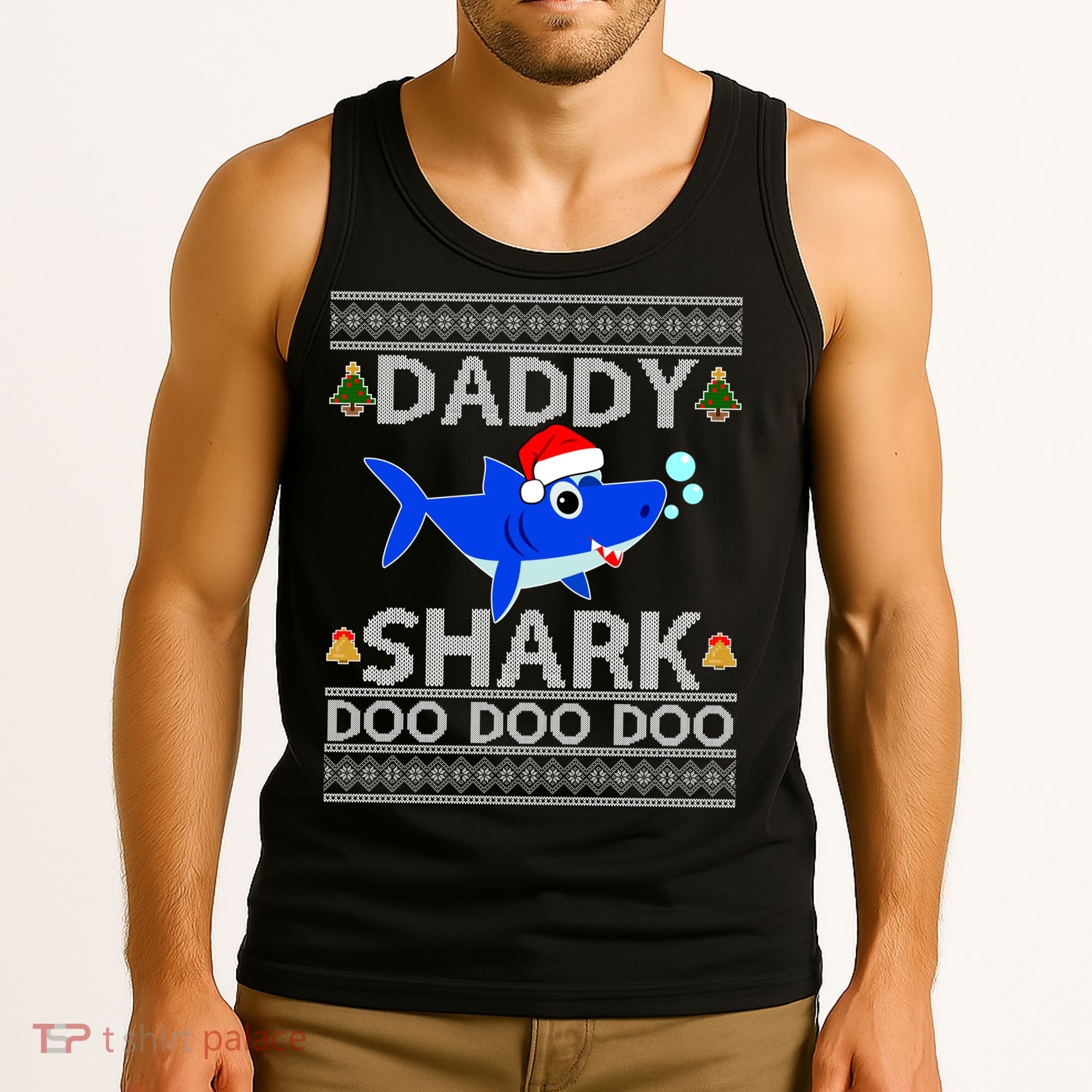 Daddy Shark Doo Doo Cute Ugly Christmas Tank Top