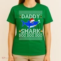 Daddy Shark Doo Doo Cute Ugly Christmas T-Shirt thumb 4