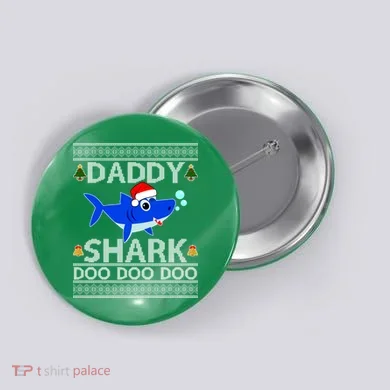 Daddy Shark Doo Doo Cute Ugly Christmas Button