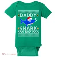 Daddy Shark Doo Doo Cute Ugly Christmas Baby Bodysuit thumb 0