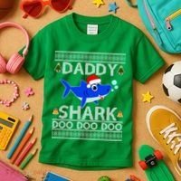 Daddy Shark Doo Doo Cute Ugly Christmas Kids T-Shirt thumb 3