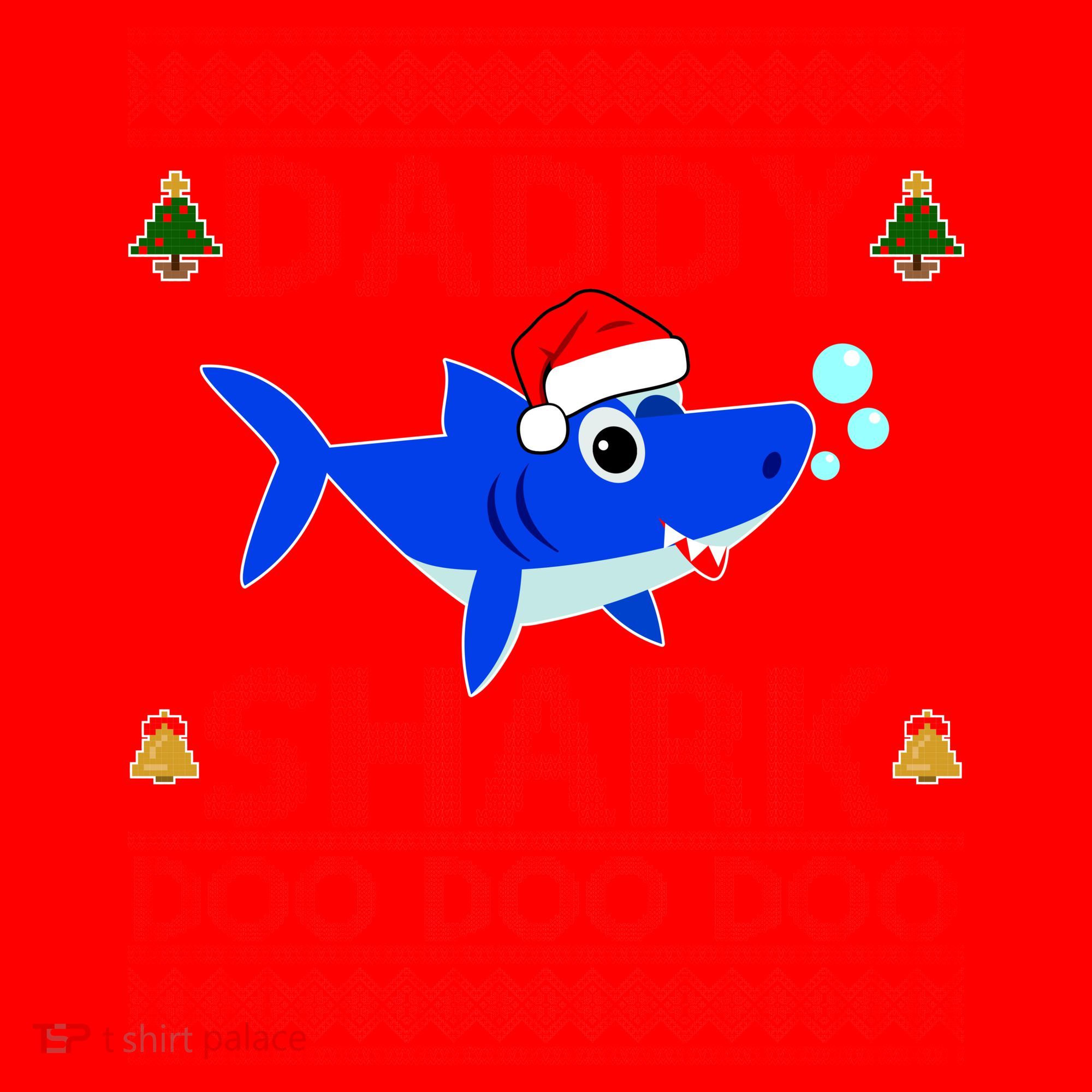 Daddy Shark Doo Doo Cute Ugly Christmas Santa Hat