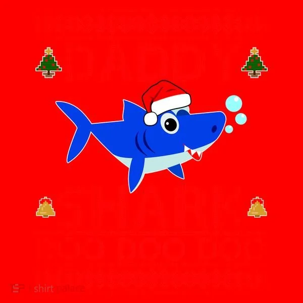 Daddy Shark Doo Doo Cute Ugly Christmas Santa Hat