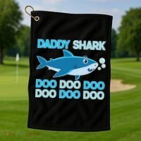 Daddy Shark Doo Doo Doo Funny Golf Towel thumb 1