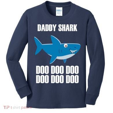 Daddy Shark Funny Cute Kids Long Sleeve Shirt