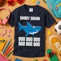 Daddy Shark Funny Cute Kids T-Shirt thumb 3