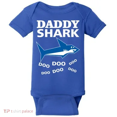 Daddy Shark Funny Dad Baby Bodysuit