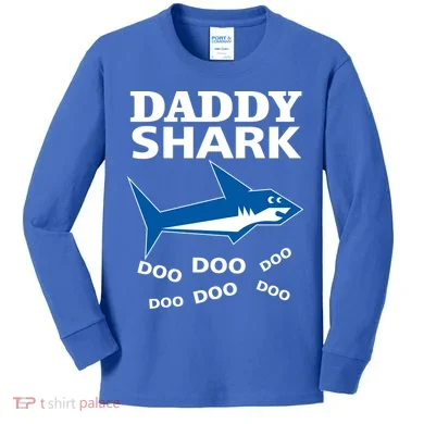 Daddy Shark Funny Dad Kids Long Sleeve Shirt