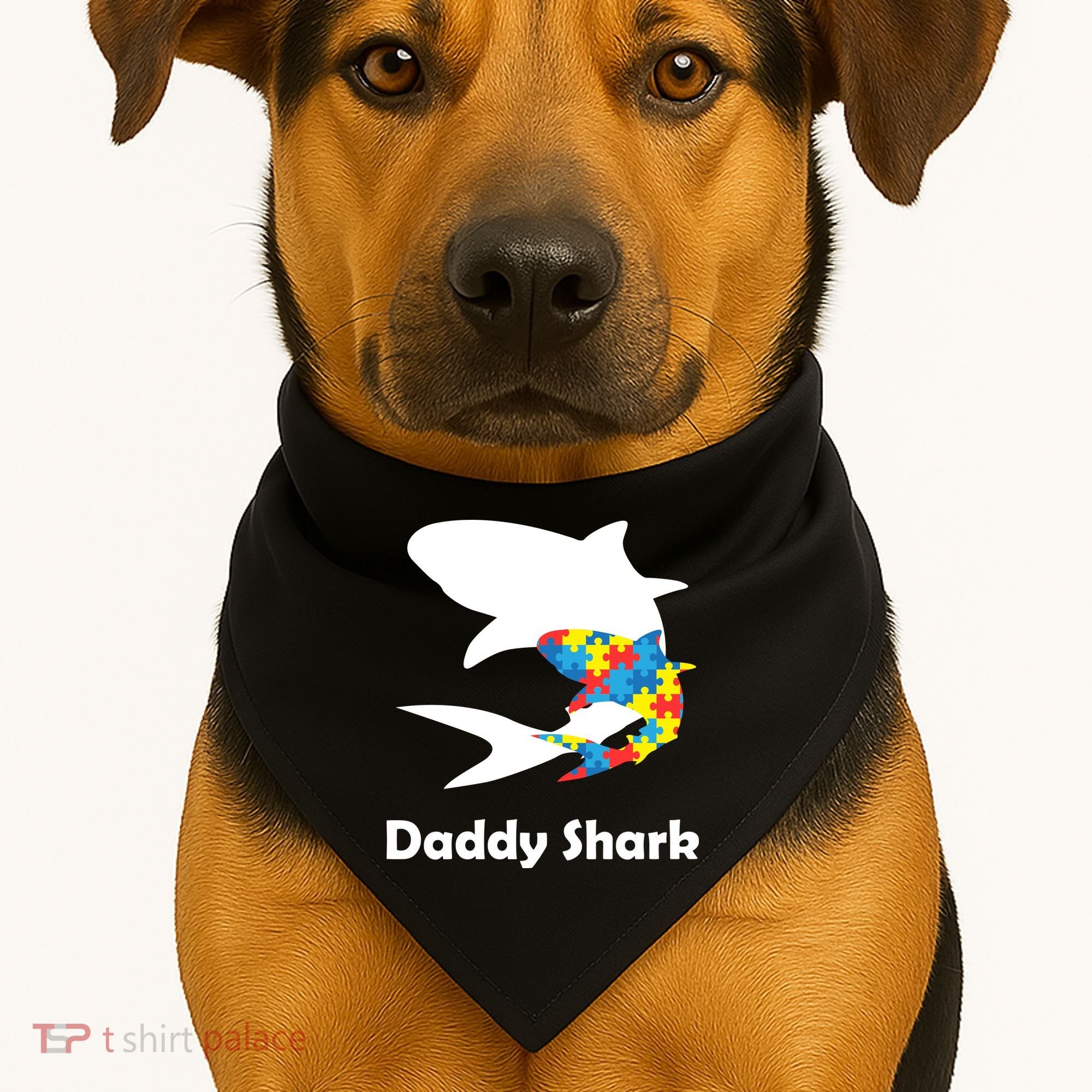 Daddy Shark Puzzles Autism Awareness USA-Made Doggie Bandana