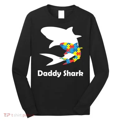 Daddy Shark Puzzles Autism Awareness Long Sleeve Shirt