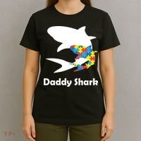 Daddy Shark Puzzles Autism Awareness T-Shirt thumb 4