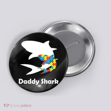 Daddy Shark Puzzles Autism Awareness Button