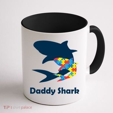 Daddy Shark Puzzles Autism Awareness Coffee Mug back