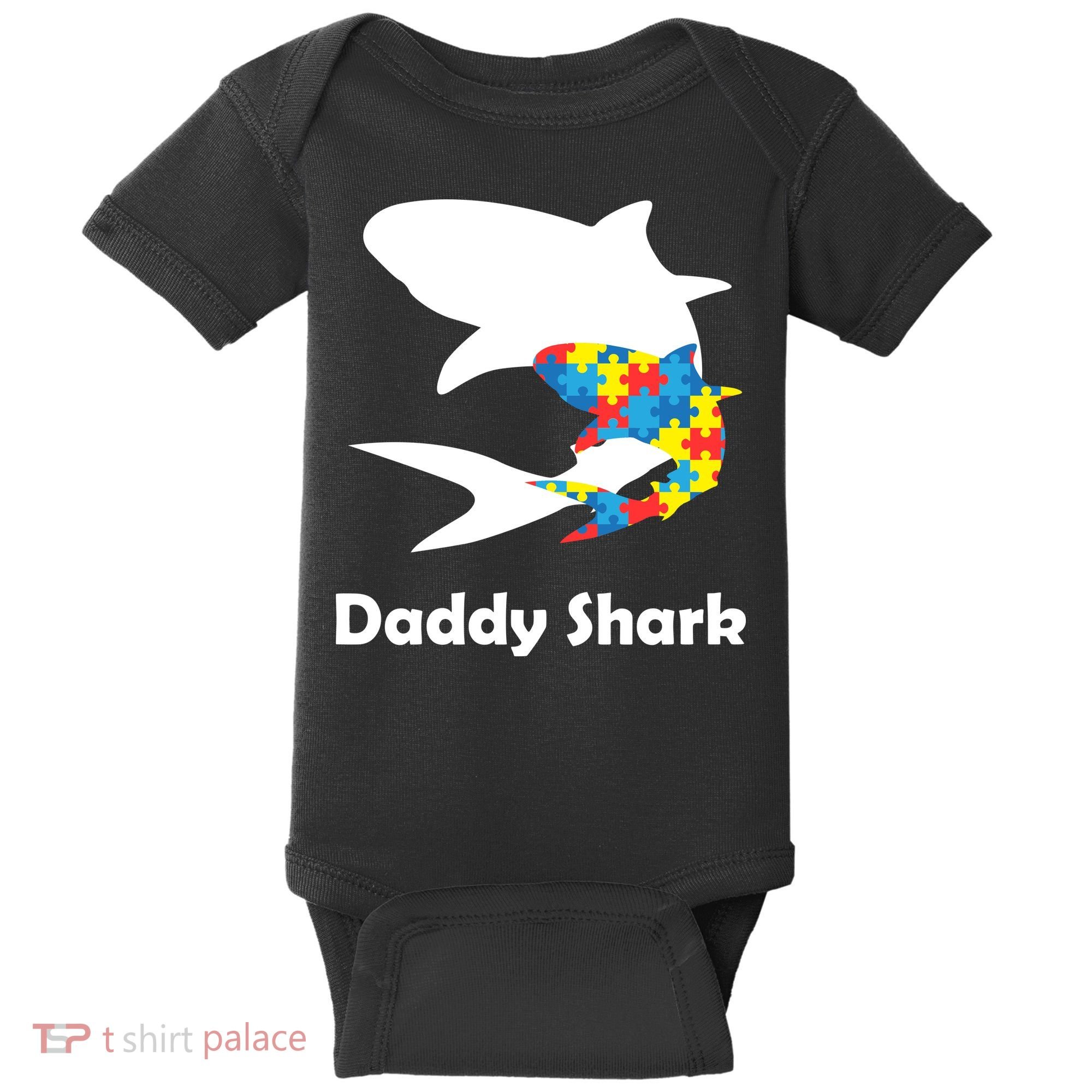 Daddy Shark Puzzles Autism Awareness Baby Bodysuit