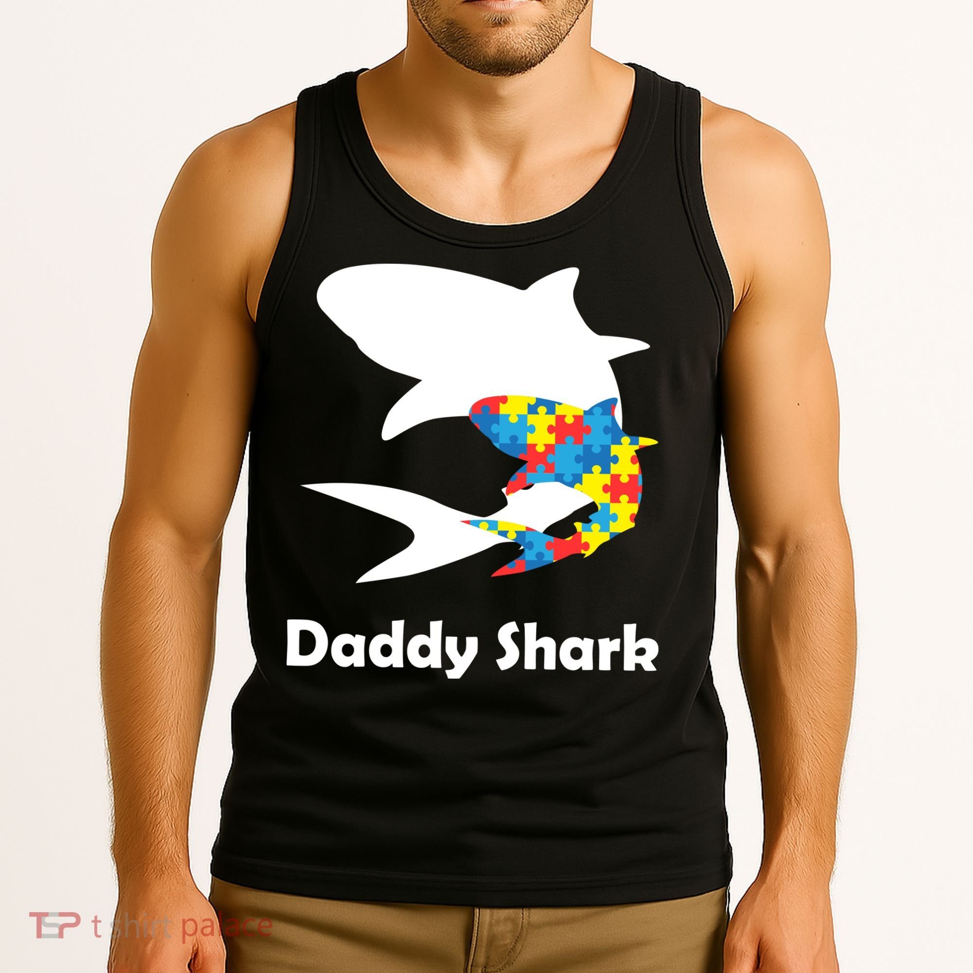 Daddy Shark Puzzles Autism Awareness Tank Top