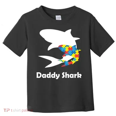 Daddy Shark Puzzles Autism Awareness Toddler T-Shirt