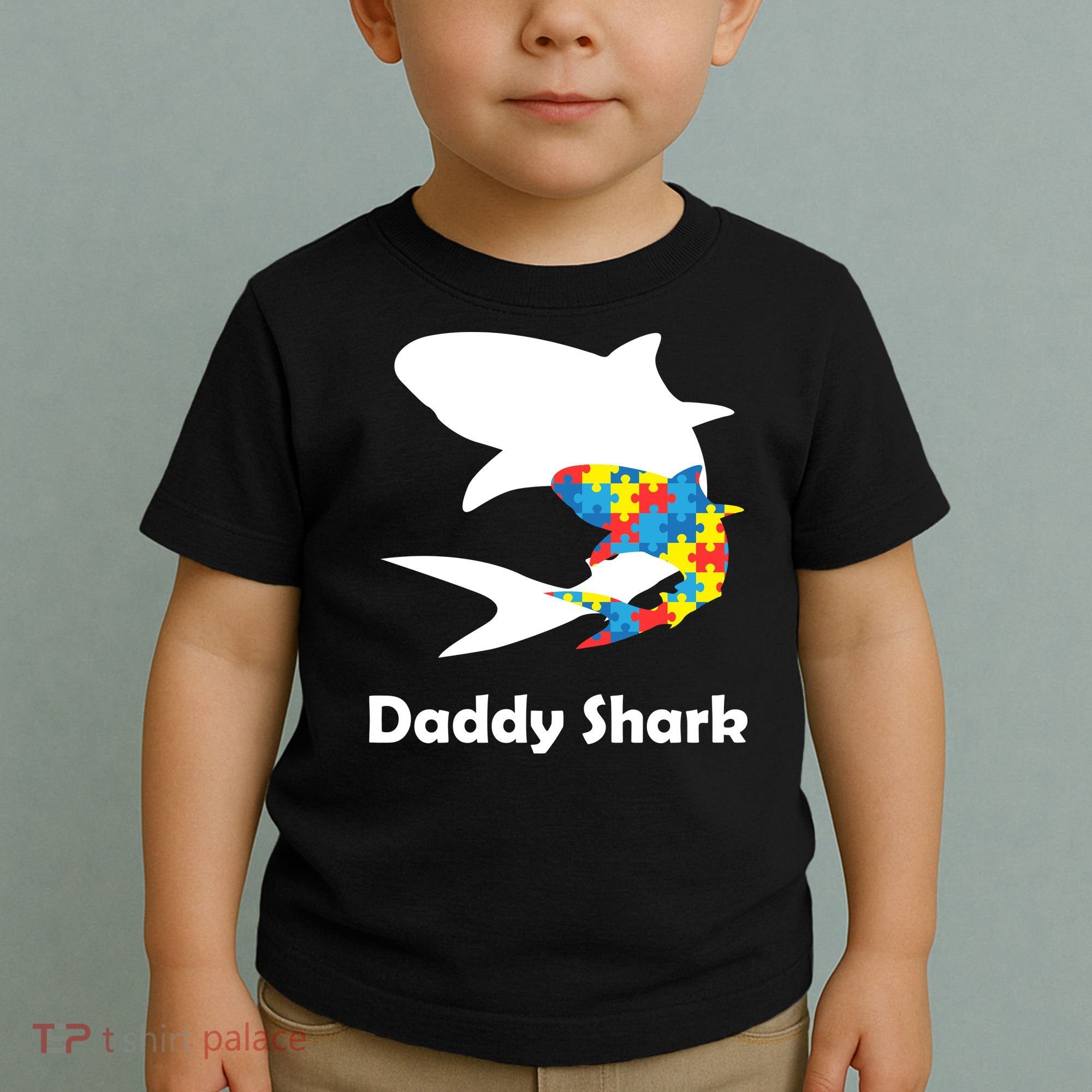 Daddy Shark Puzzles Autism Awareness Toddler T-Shirt