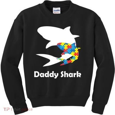 Daddy Shark Puzzles Autism Awareness Kids Sweatshirt