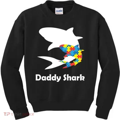 Daddy Shark Puzzles Autism Awareness Kids Sweatshirt